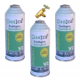 3 Botellas Gas Ecologico Gasica V2 226Gr + Valvula Sustituto R22, R32, R407C, R410A Freeze Organico