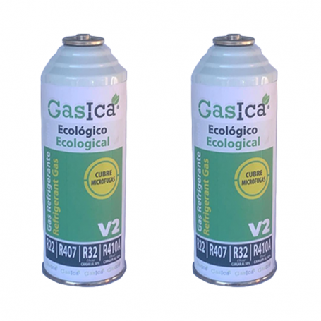 2 Botellas Gas Ecologico Gasica V2 226Gr Sustituto R22, R32, R407C, R410A Freeze Organico