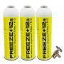 3 Botellas Gas Ecologico Refrigerante Freeze +12a 420Gr + Valvula Organico Sustituto R12, R134A