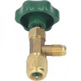 Valvula Servicio Envase Gas R600, R290 y R436V Isobutano 7/16 H x 1/4 M Sae