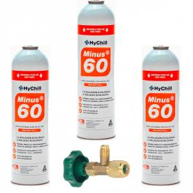 3 Botellas Gas Minus 60 350Gr + Valvula Sustituto R32, R410A Freeze Organico