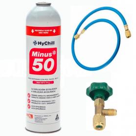 1 Botella Gas Minus 50 375Gr + Valvula + Manguera Sustituto R22 R404a R407C R502 Freeze Organico