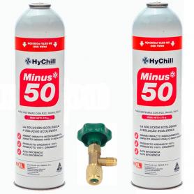 2 Botellas Gas Minus 50 375Gr + Valvula Sustituto R22 R404a R407C R502 Freeze Organico