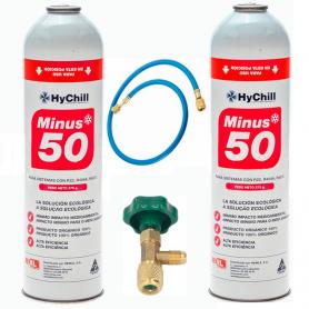 2 Botellas Gas Minus 50 375Gr + Valvula + Manguera Sustituto R22 R404a R407C R502 Freeze Organico