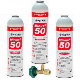 3 Botellas Gas Minus 50 375Gr + Valvula Sustituto R22 R404a R407C R502 Freeze Organico