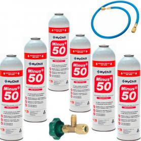 6 Botellas Gas Minus 50 375Gr + Valvula + Manguera Sustituto R22 R404a R407C R502 Freeze Organico