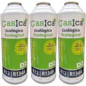 3 Botellas Gas Gasica D2 226g Alternativo R12, R134A Freeze Organico