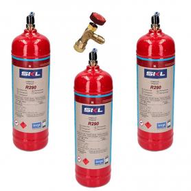 3 Botellas Gas Refrigerante R290 + Valvula 370Gr Propano Freeze Organico