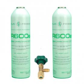 2 Botellas Gas Refrigerante R600a + Valvula 420Gr Isobutano Freeze