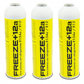 3 Botellas Gas Refrigerante Freeze +12a 420Gr Organico Sustituto R12, R134A