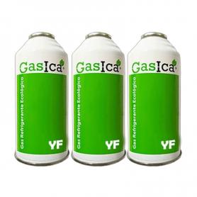 3 Botellas Gas Ecologico Gasica YF 226gr Alternativo R1234YF Freeze Organico