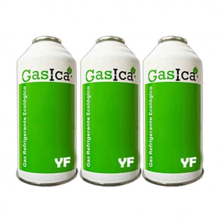 3 Botellas Gas Ecologico Gasica YF 226gr Alternativo R1234YF Freeze Organico